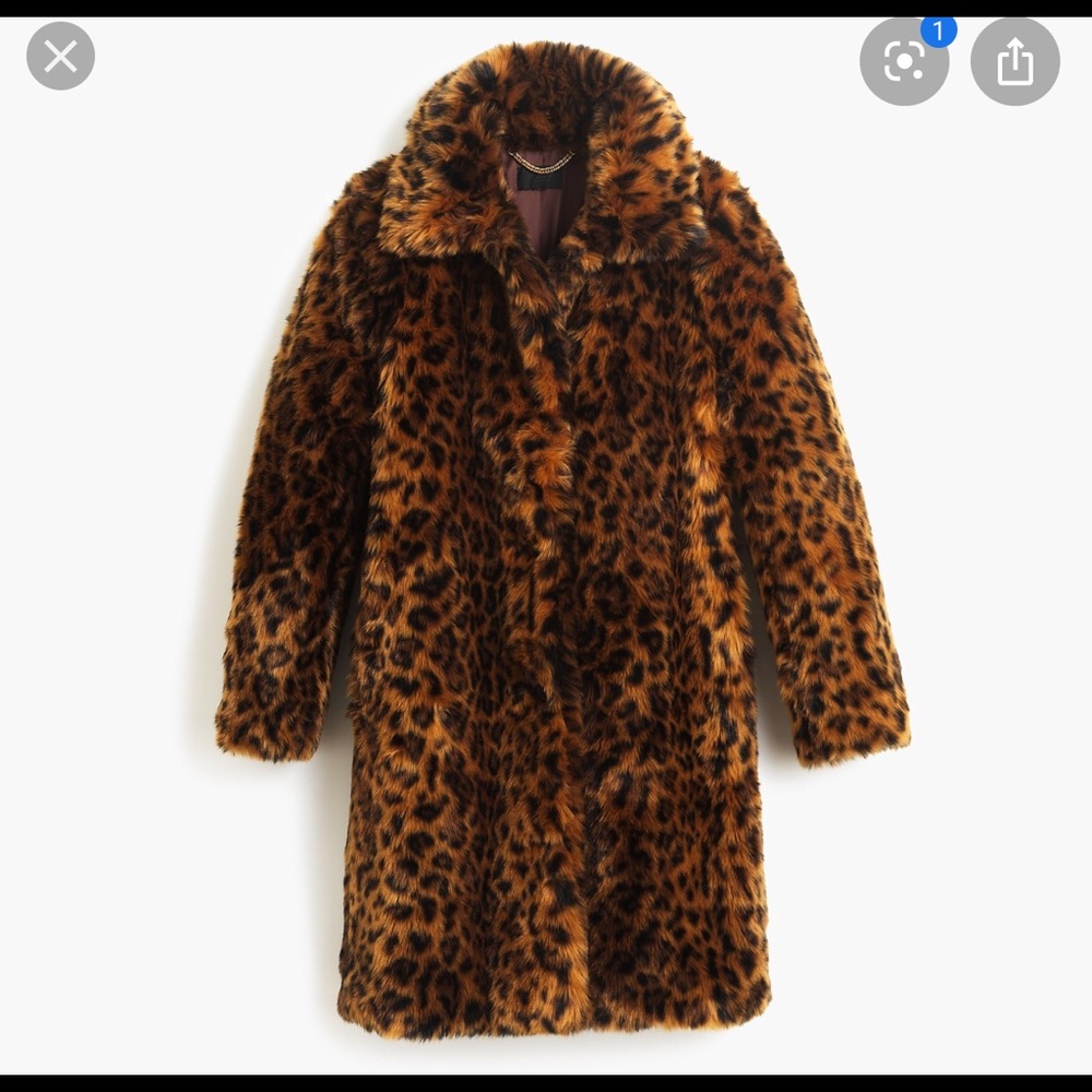 J. Crew faux fur leopard coat - Picture 3 of 8